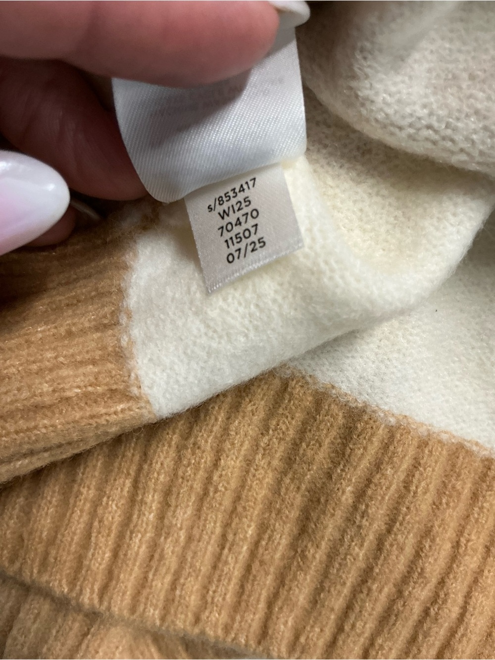 Ann Taylor Weekend Striped Crewneck Sweater Cream Camel Size S - Picture 4 of 6